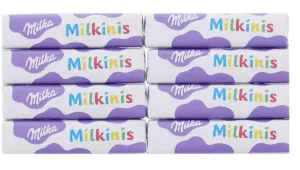 Milka Milkinis eight individually wrapped chocolate bars in one pack. 